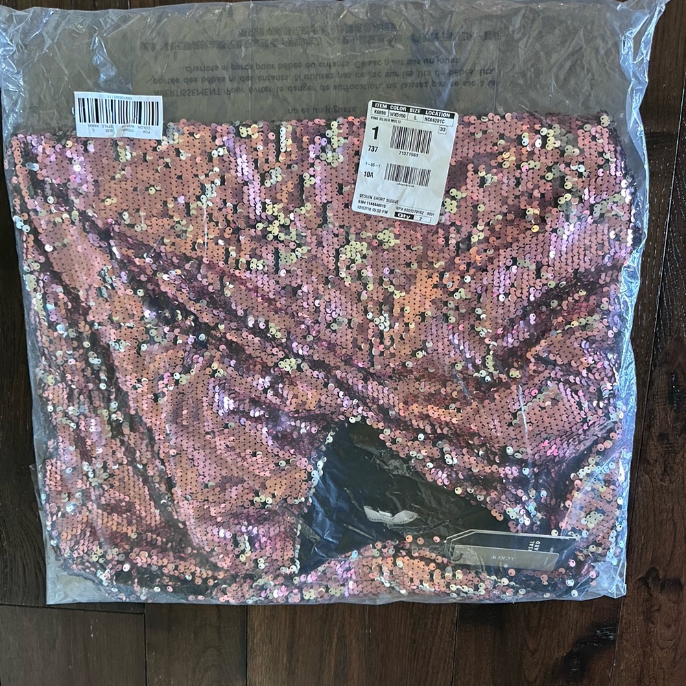 Universal Standard x J.Crew T-Shirt Dress V-neck NYE Date Night Pink Sequin LG - Picture 10 of 17